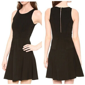 Milly sleeveless fit & flare stretchy ribbed dress black medium
